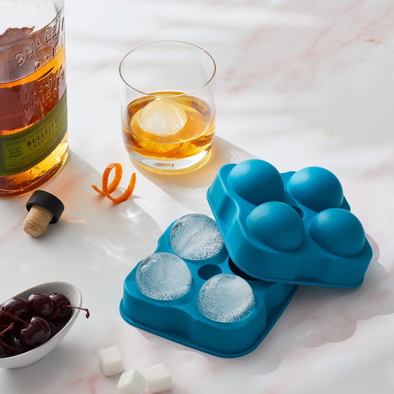 Houdini Large Sphere Ice Tray Mold, Makes Four Ice Balls, Blue - Image 4